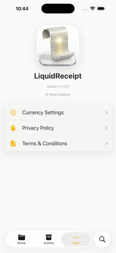 LiquidReceipt - Settings